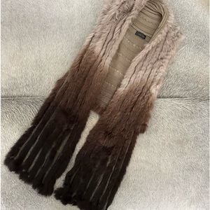 Real Rabbit Fur Vest/Scarf With Pockets